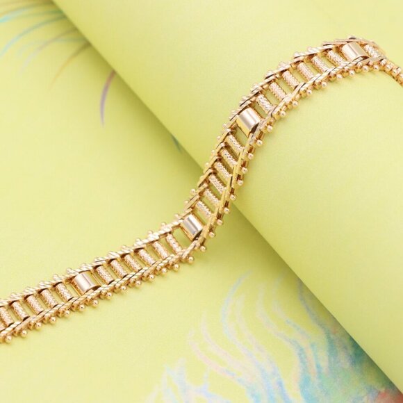 "Elegant Rose Gold Plated Textured Chain Bracelet, XPBL0867 - Picture 3 of 13